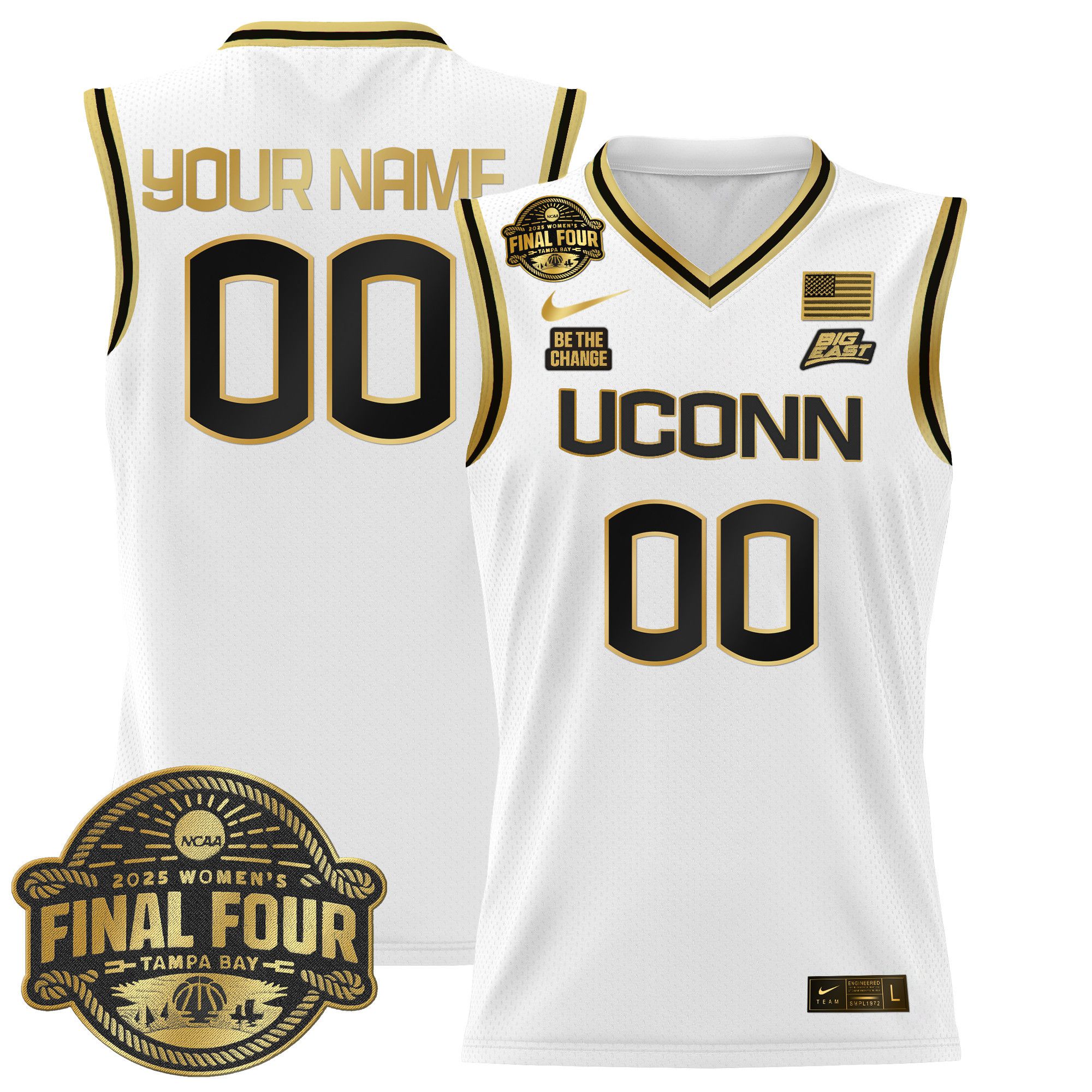 Men UConn Huskies White Nike 2025 Big Eat Final Four Patch Lightweight Basketball Custom NCAA Jerseys